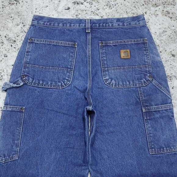 Vintage Carhartt B73 DST Faded Blue Jeans Denim Double Knee Carpenter Pant 31x32 - Picture 14 of 16
